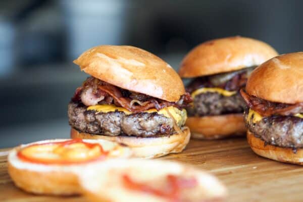 Beef burger with cheese and bacon