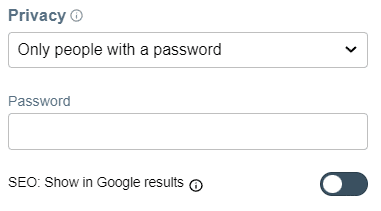 A screenshot of the privacy options