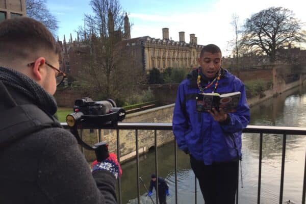 Inja reciting his poem on a Bold Content shoot