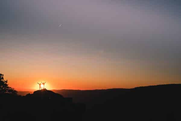 Couple at sunset in nature