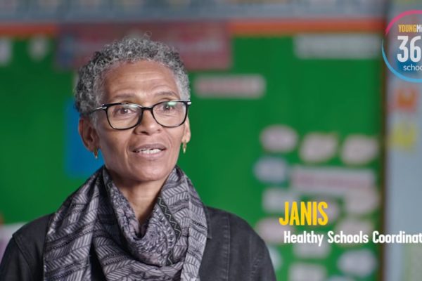 Teacher interview green background