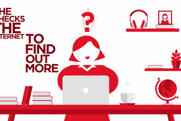 Animated infographic woman using a laptop