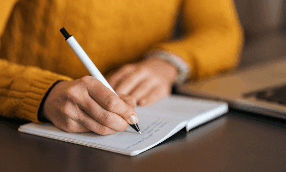 writing in a book
