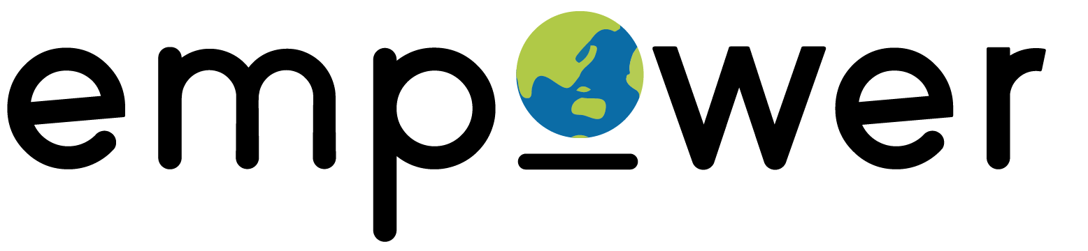 the word empower with the o as an image of the world