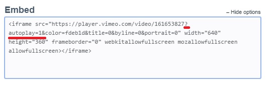 A screenshot of the embed code