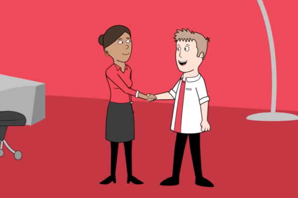 Animated people shaking hands