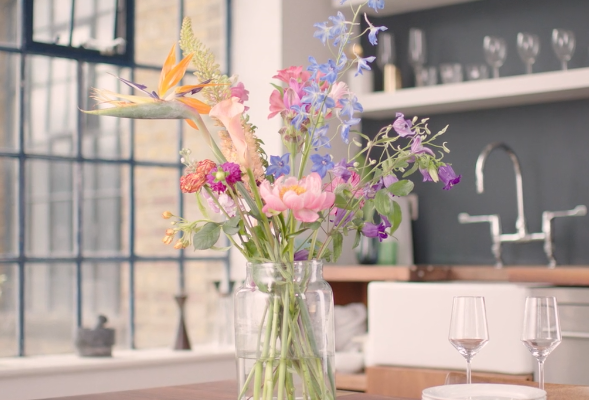 Flower arrangement in a vase for Bloomon video by Bold Content