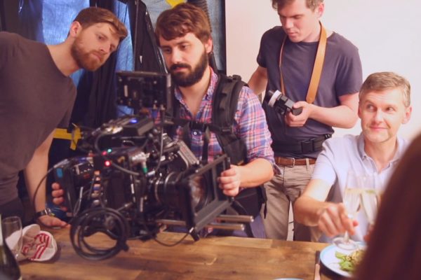 Camera operator behind the scenes of a Bold Content shoot in Venice for Trafalgar Travel