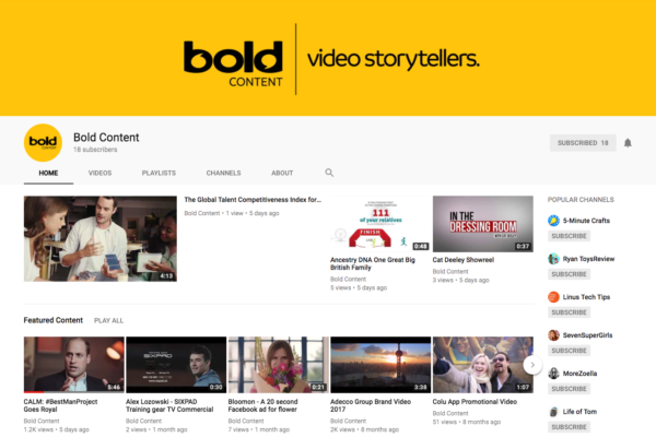 Bold Content's Youtube page