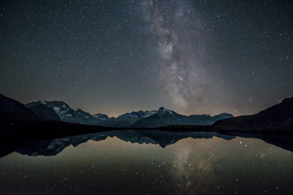 Starry sky reflected in a lake