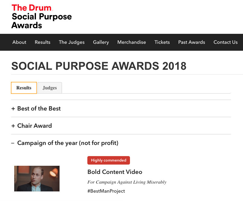 The Drum Social Purpose Awards 2018 finalist